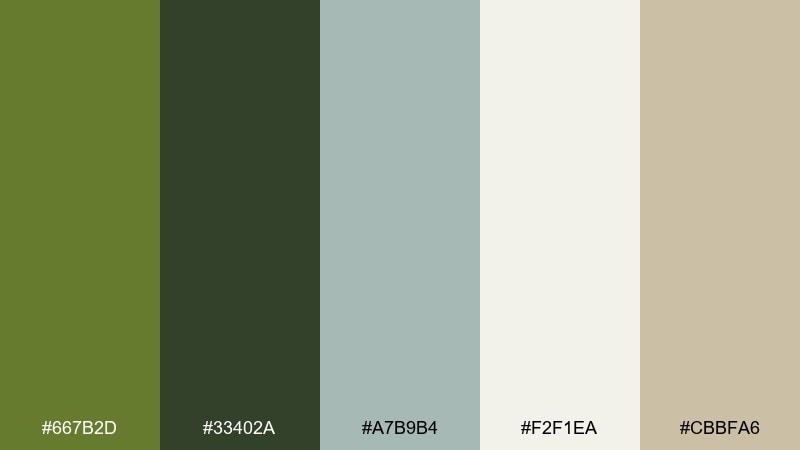 coastal olive drift color palette with hex codes