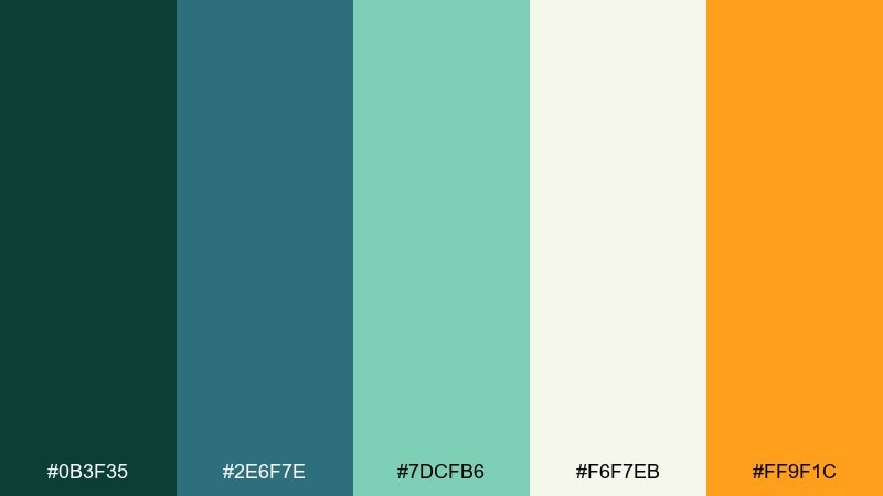 coastal pine color palette with hex codes