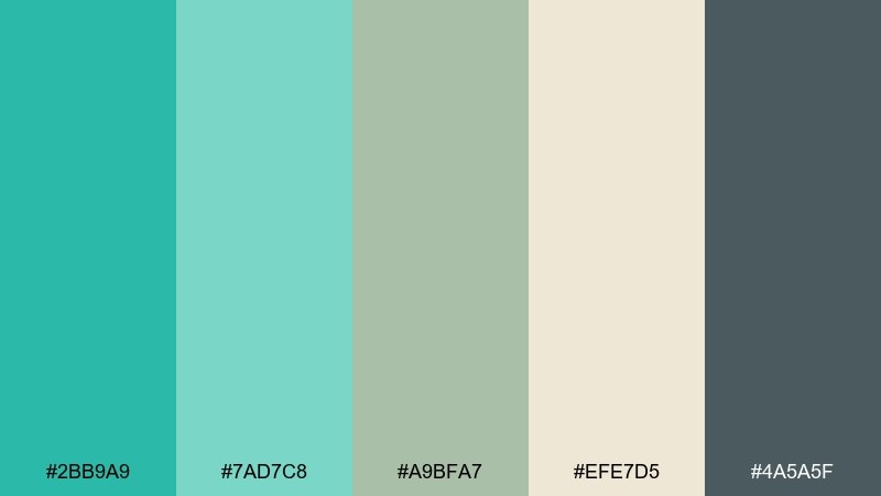 coastal sage color palette with hex codes