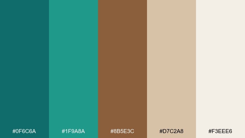 coastal teal wood color palette with hex codes