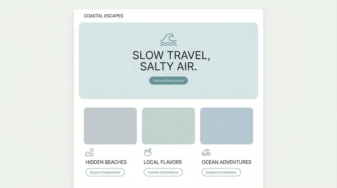 coastal travel landing ui