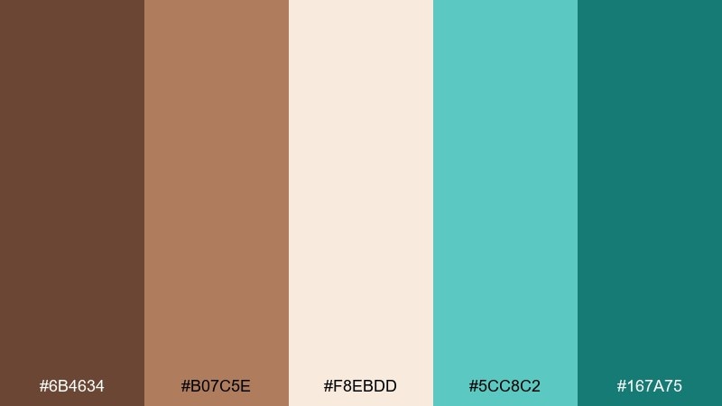 cocoa and caribbean color palette with hex codes
