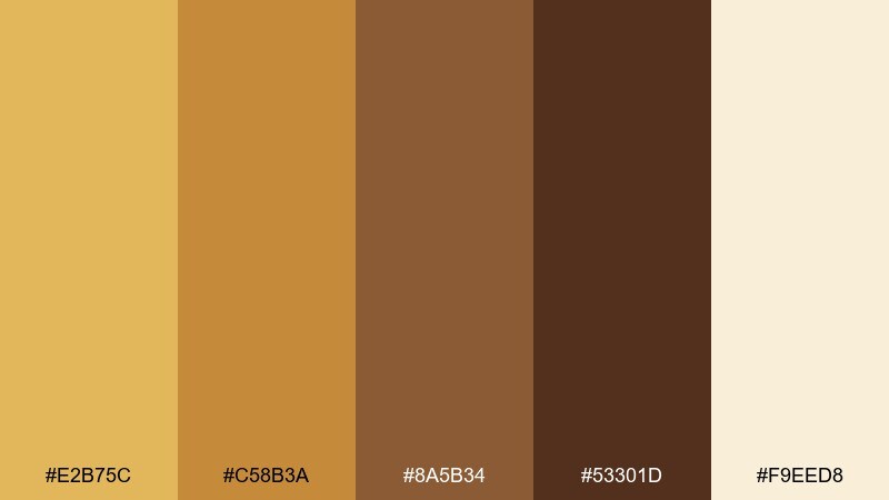 cocoa caramel glow color palette with hex codes