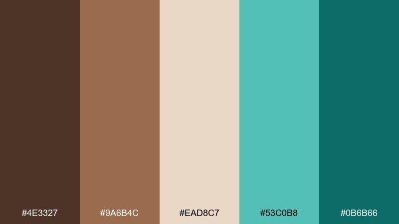 cocoa mint studio color palette with hex codes