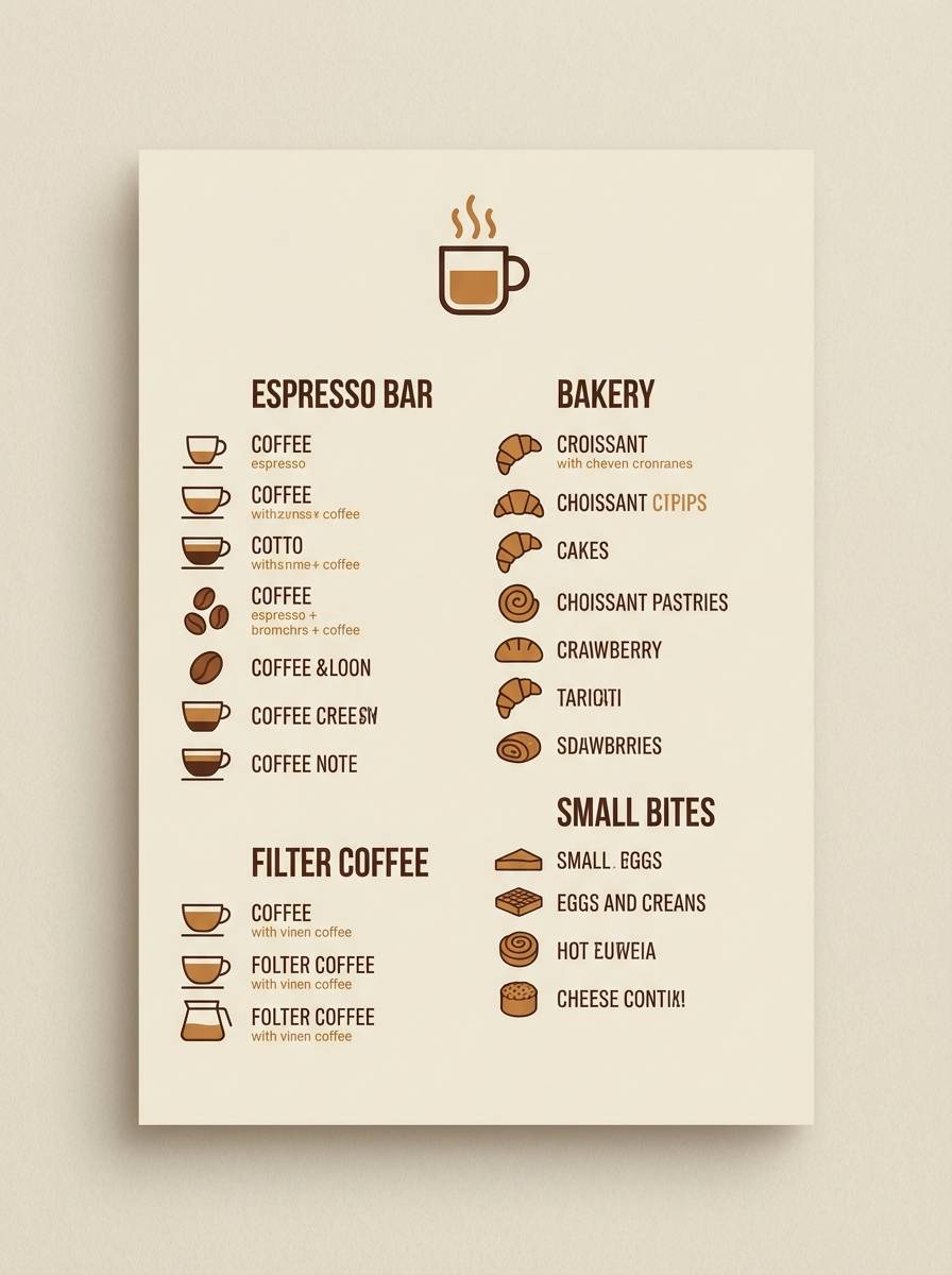 cafe menu in creamy browns