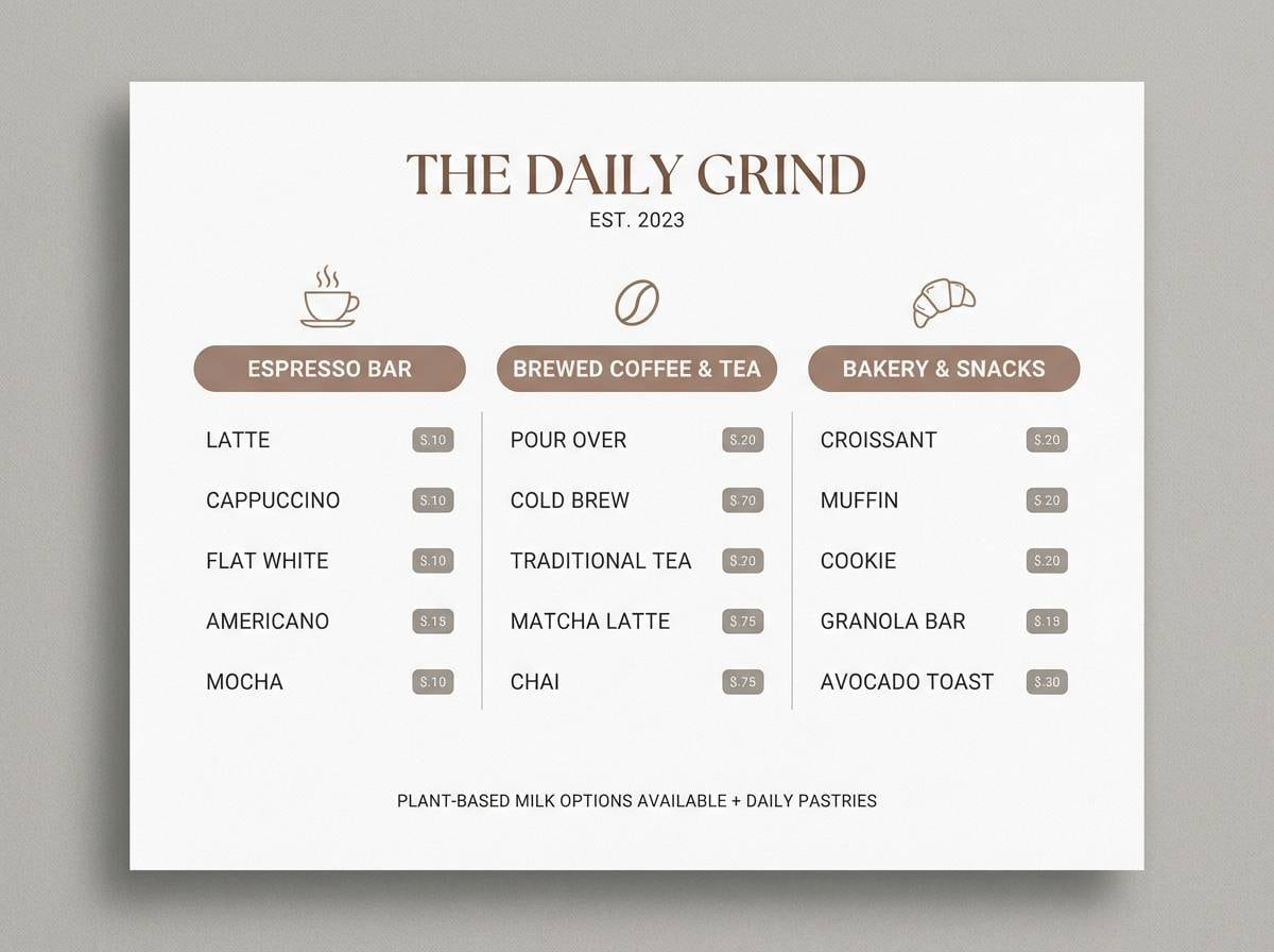 coffee shop menu design