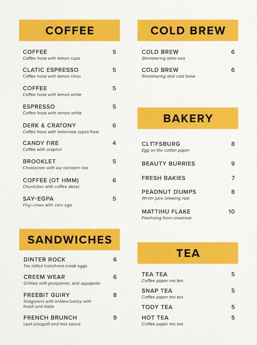 coffee menu warm yellow