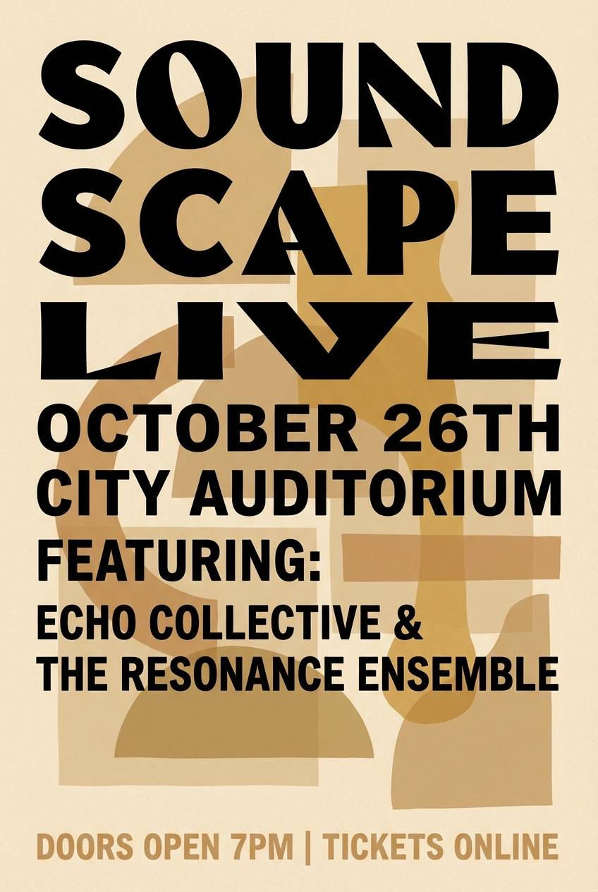 beige black event poster