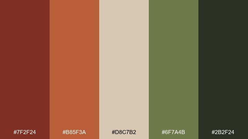 copper and sage color palette with hex codes