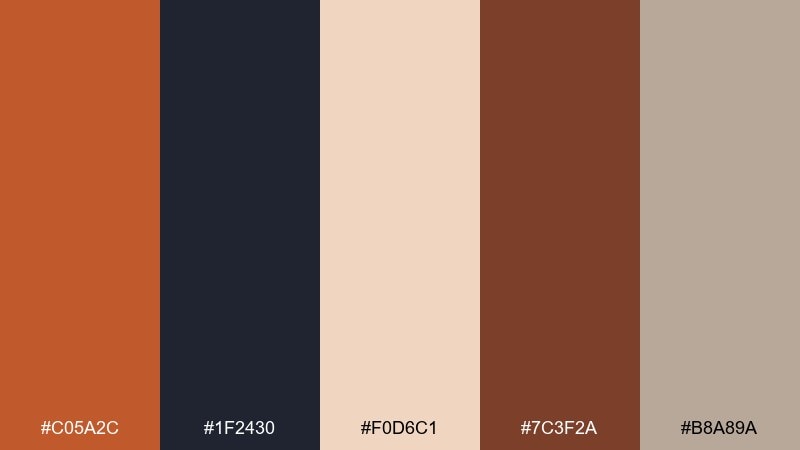 copper dusk color palette with hex codes