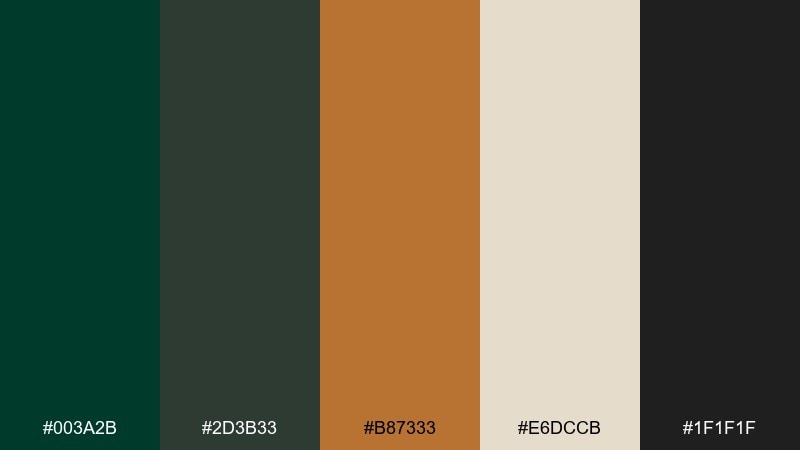 copper loden color palette with hex codes
