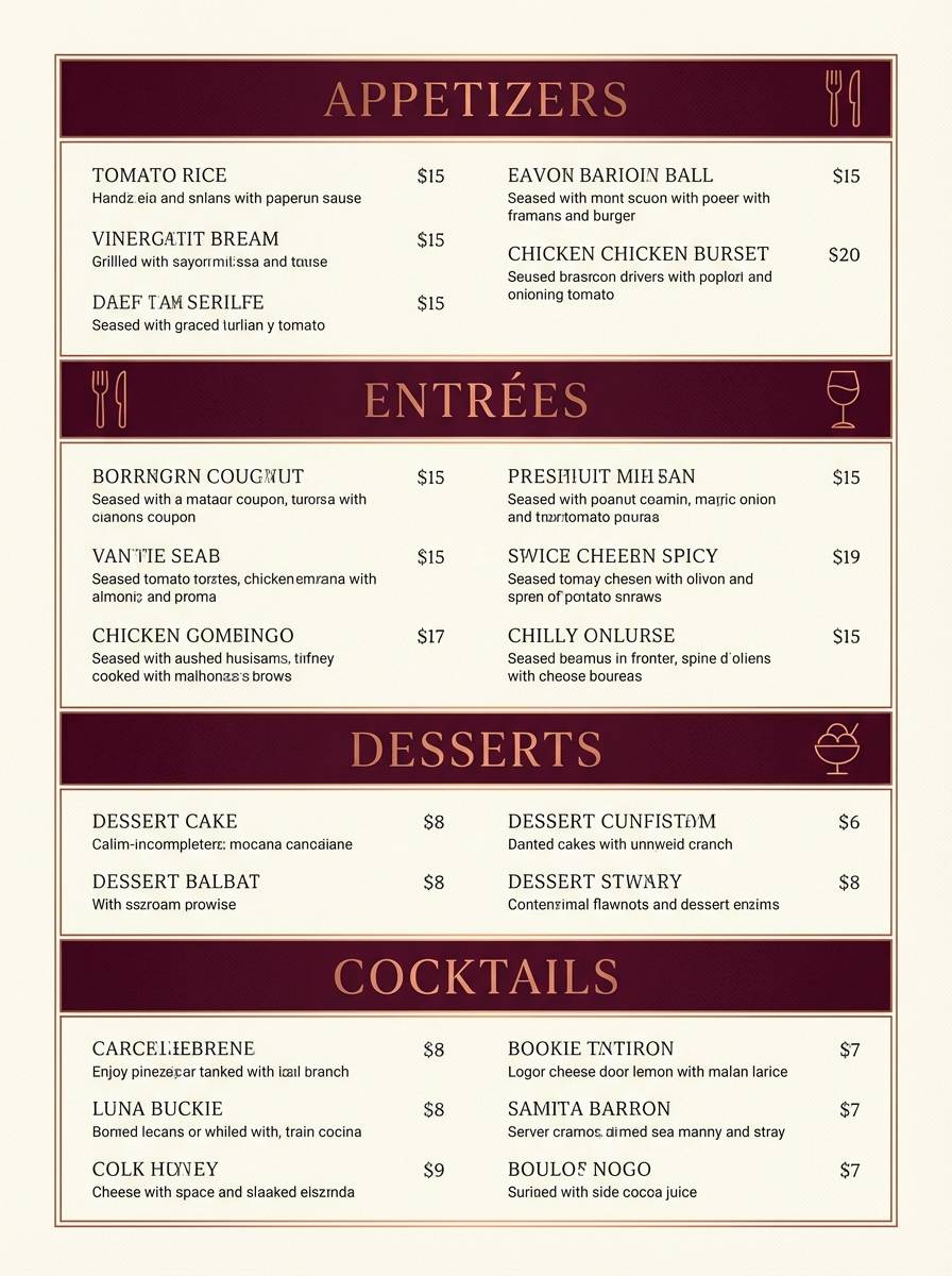copper merlot menu
