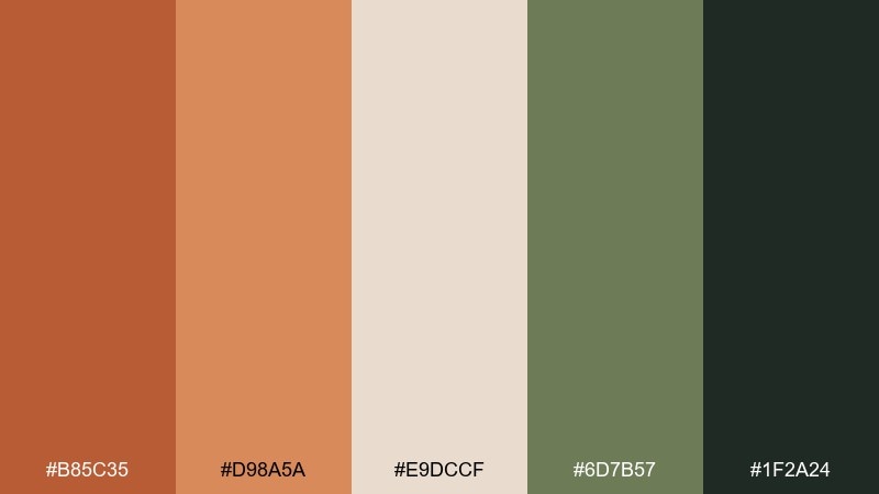 copper sage color palette with hex codes