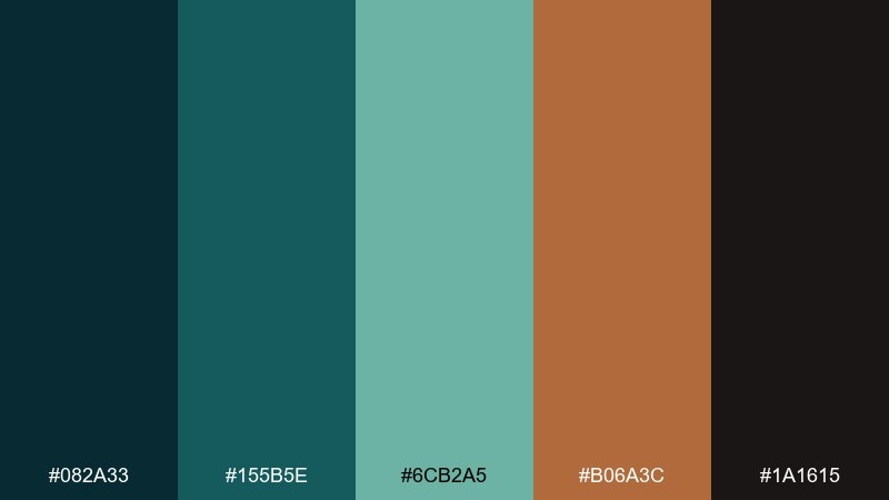copper spruce night color palette with hex codes