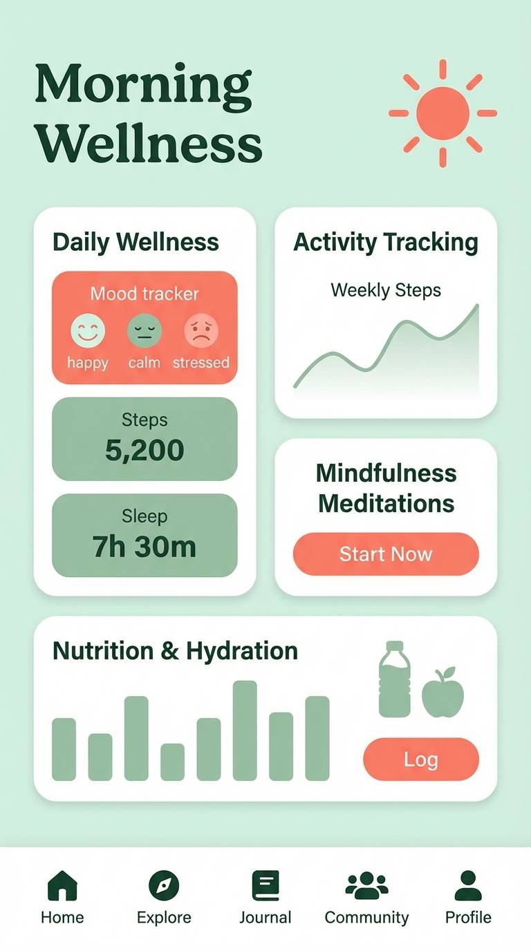 wellness app ui in sage
