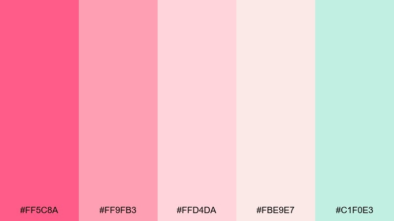 coral chew chic color palette with hex codes