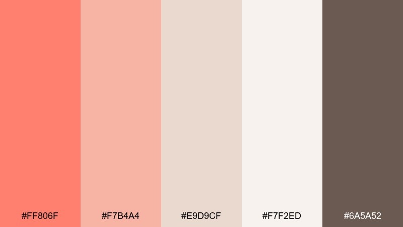 coral latte neutrals color palette with hex codes