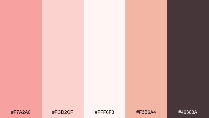 coral pearl shine color palette with hex codes