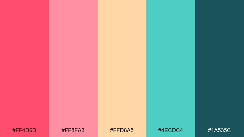 coral punch color palette with hex codes