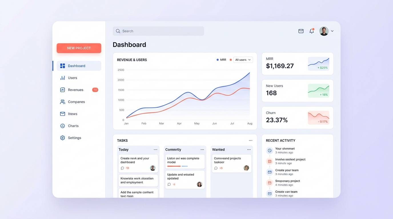 saas dashboard ui with coral