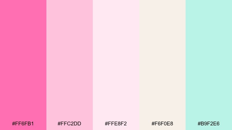 cotton candy cream color palette with hex codes