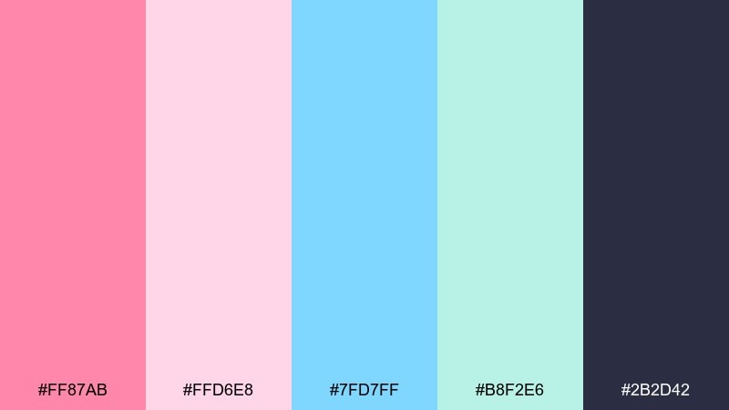 cotton candy spotlight color palette with hex codes