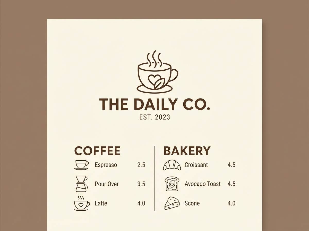cozy cafe menu