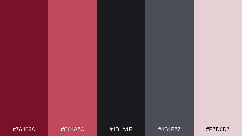 cranberry night color palette with hex codes