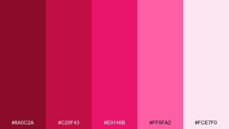 crimson bougainvillea color palette with hex codes