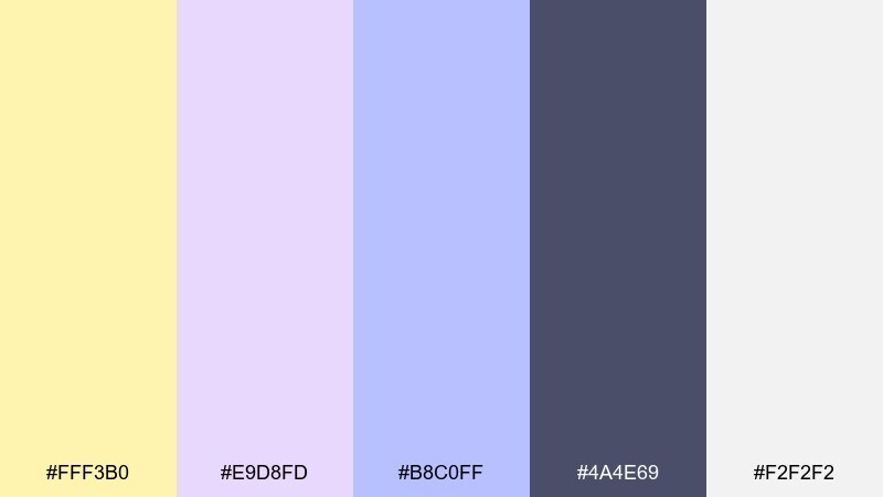 custard lavender haze color palette with hex codes