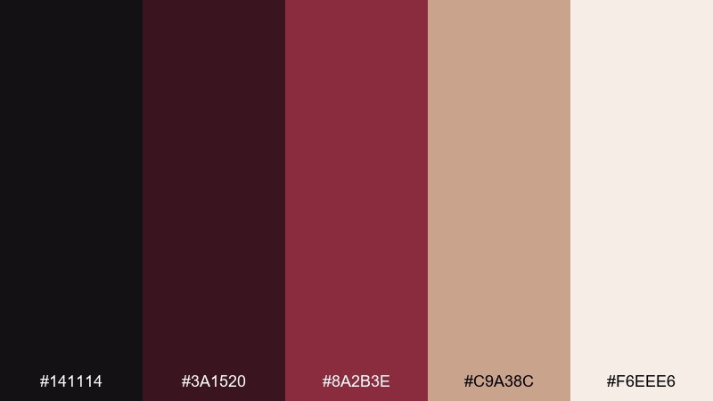 dark cherry latte color palette with hex codes