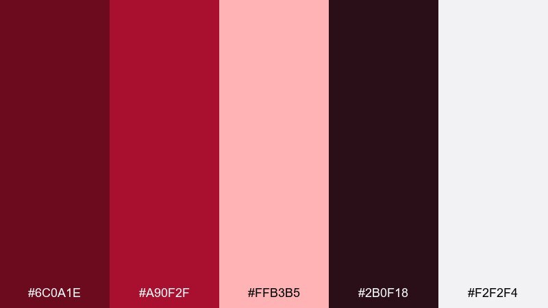 dark cherry soda color palette with hex codes