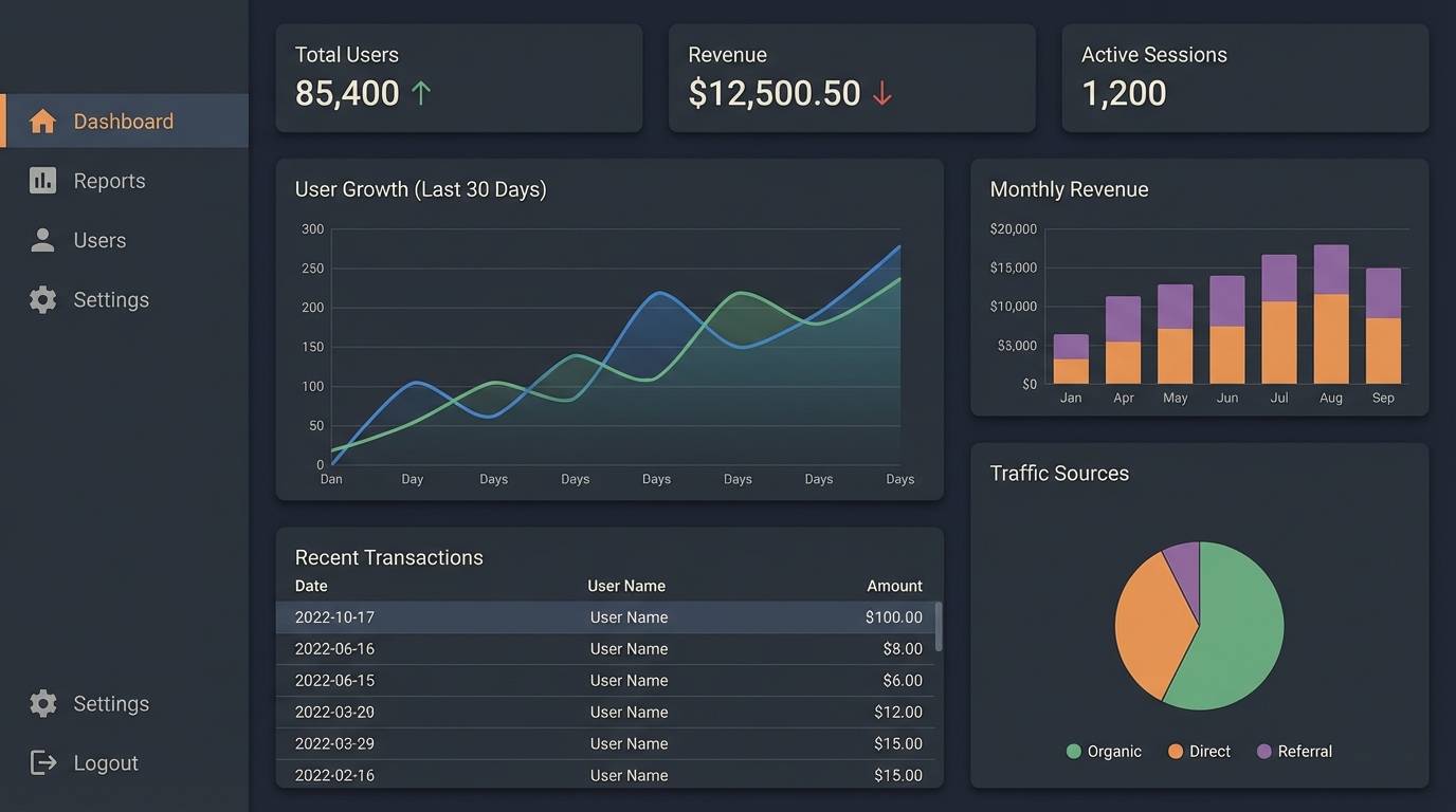 dark dashboard green accent
