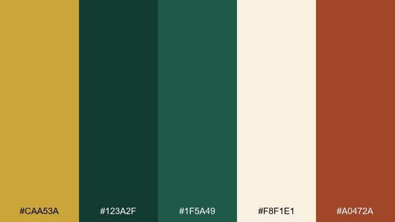 dark green bistro menu color palette with hex codes