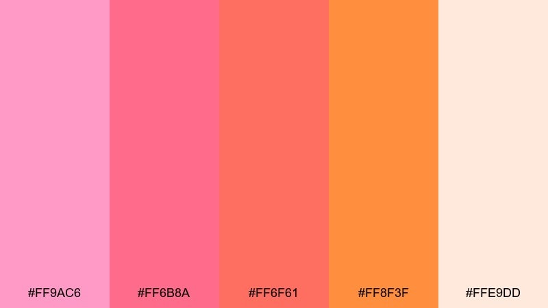 dawn gradient color palette with hex codes