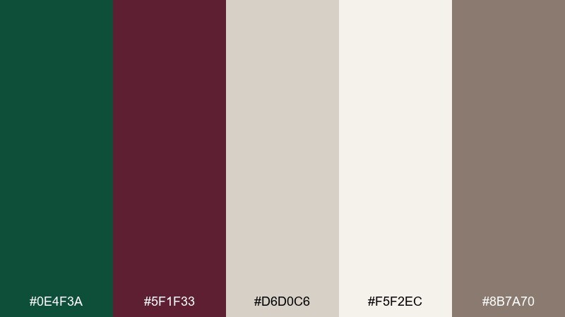 deep canopy and rosewood color palette with hex codes
