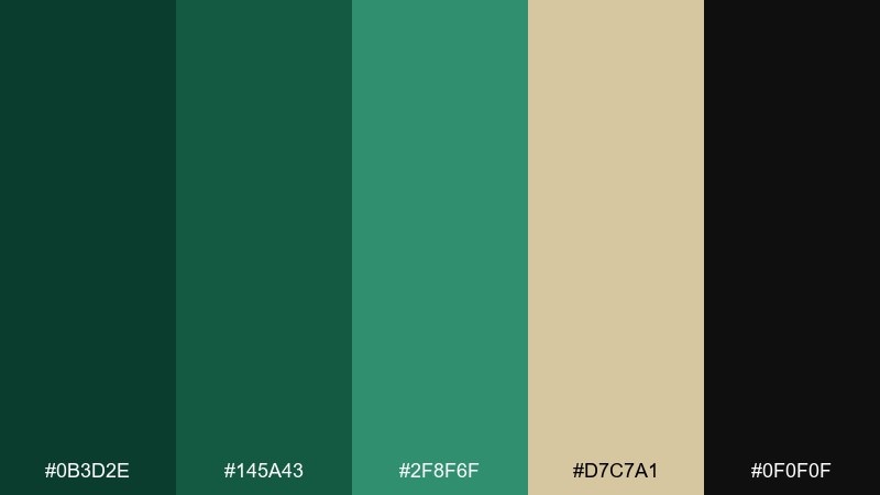 deep forest luxe color palette with hex codes