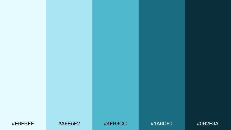deep sea glass color palette with hex codes