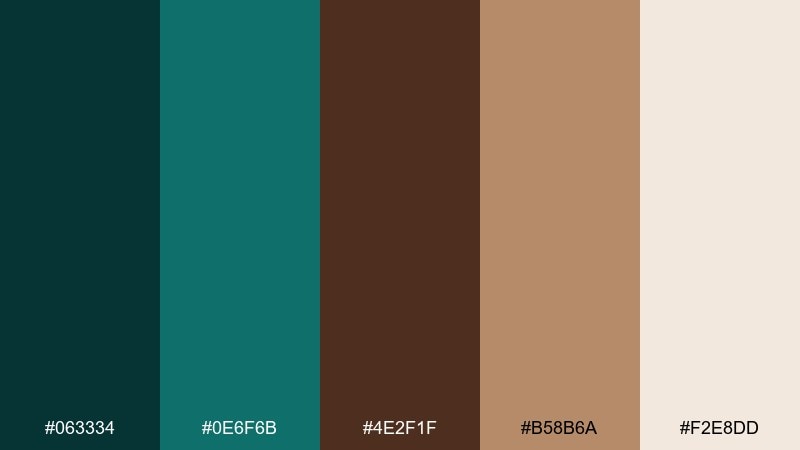 deep sea leather color palette with hex codes