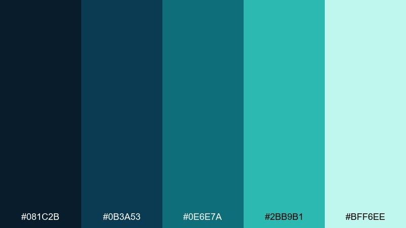 deep sea modern color palette with hex codes