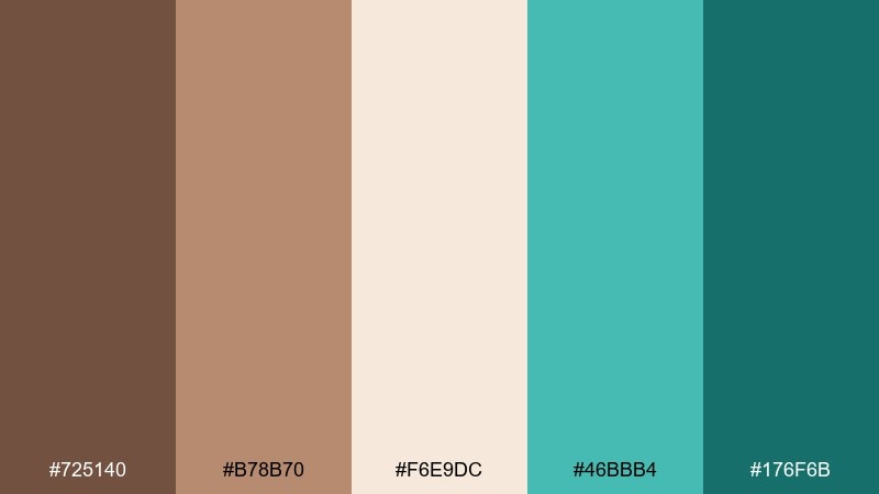 driftwood and jade color palette with hex codes