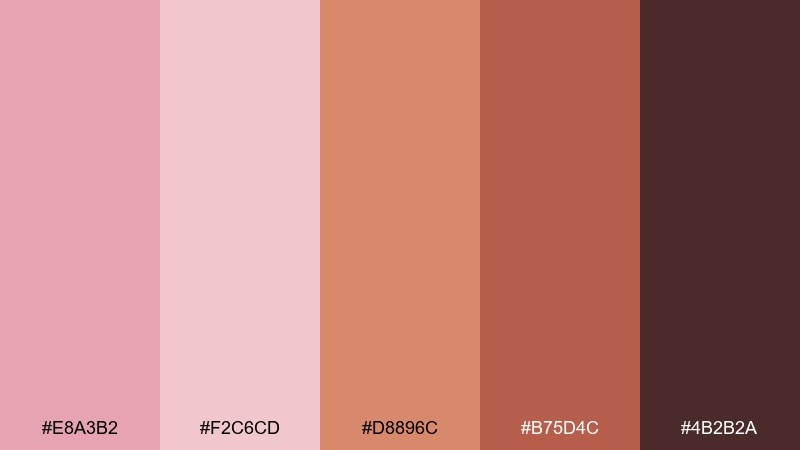 dusty blush terracotta color palette with hex codes