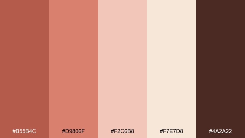 dusty coral color palette with hex codes
