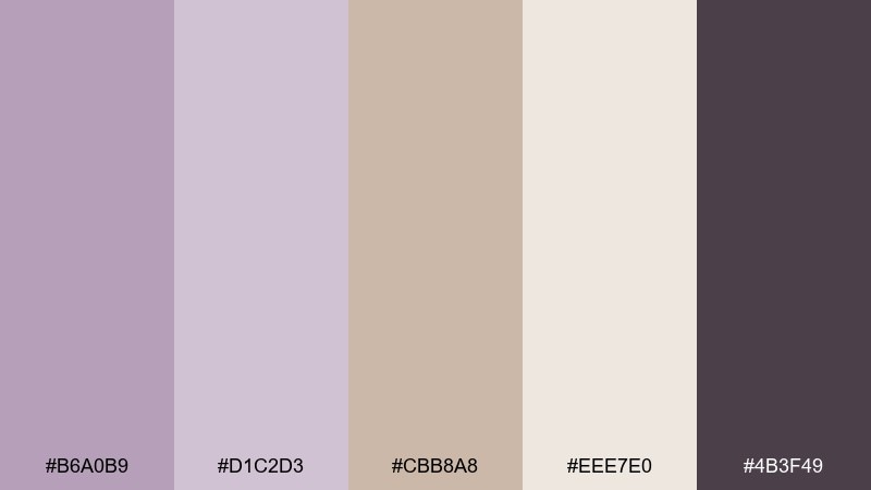 dusty lavender clay color palette with hex codes