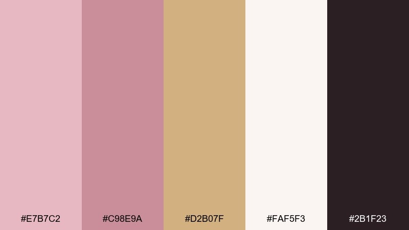 dusty pink luxe color palette with hex codes