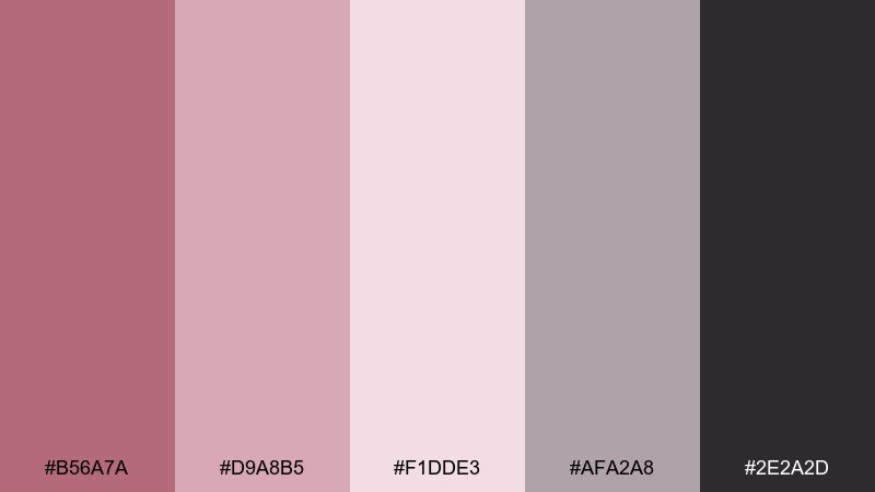 dusty rose quartz color palette with hex codes