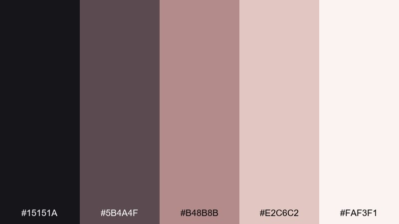 dusty rose satin color palette with hex codes