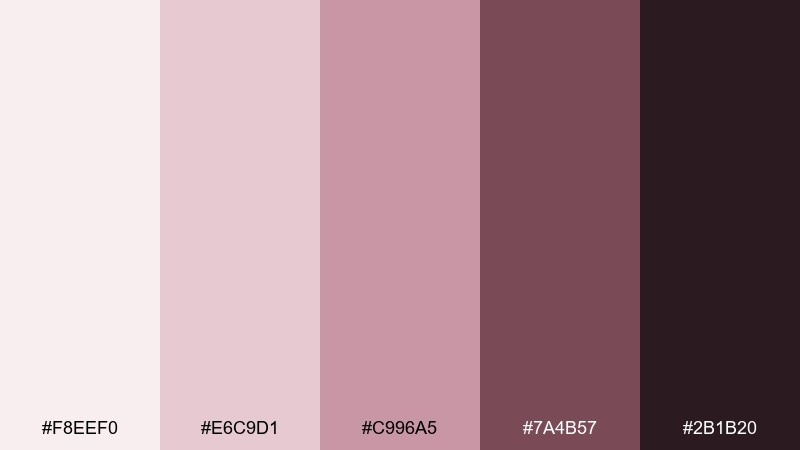 dusty rose typography color palette with hex codes