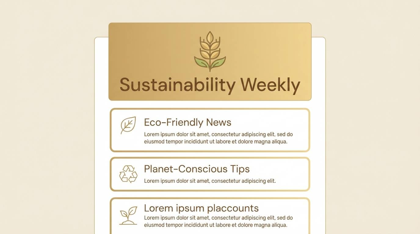 eco newsletter in wheat tones