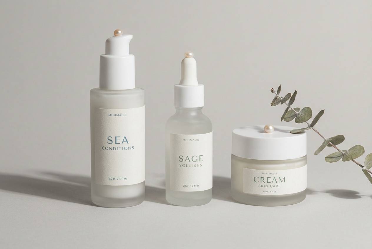 eco skincare packaging in sea tones